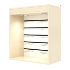 Витрина настенная №1-2ВГ с экономпанелью, без полок, с подсветкой, Крем Вайс