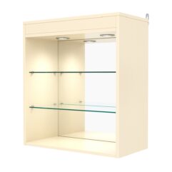 Витрина настенная №1-4ГГ с зеркалом и с подсветкой, Крем Вайс