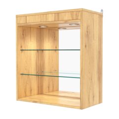 Витрина настенная №1-4ГГ с зеркалом и с подсветкой, Дуб Золотистый