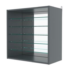 Витрина настенная №1-6ГГ с зеркалом, Темно-Серый