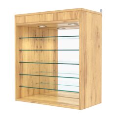 Витрина настенная №1-8ГГ с зеркалом и с подсветкой, Дуб Золотистый