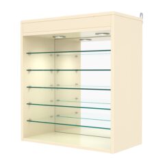 Витрина настенная №1-8ГГ с зеркалом и с подсветкой, Крем Вайс