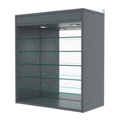 Витрина настенная №1-8ГГ с зеркалом и с подсветкой, Темно-Серый