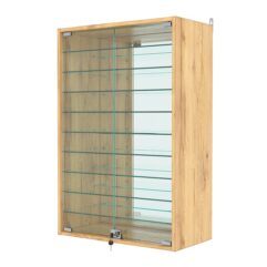 Витрина настенная №2-6АГ с зеркалом, Дуб Золотистый