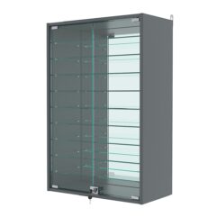 Витрина настенная №2-6АГ с зеркалом, Темно-Серый