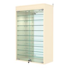 Витрина настенная №2-8АГ с зеркалом и с подсветкой, Крем Вайс