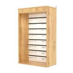 Витрина настенная №2-2ВГ с экономпанелью, без полок, с подсветкой, Дуб Золотистый