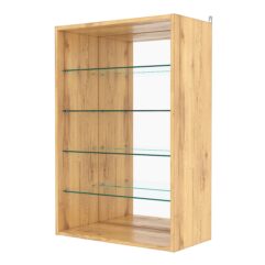 Витрина настенная №2-2ГГ с зеркалом, Дуб Золотистый