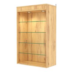 Витрина настенная №2-3ГГ с подсветкой, Дуб Золотистый