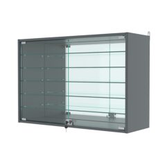 Витрина настенная №3-6АГ с зеркалом, Темно-Серый