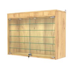 Витрина настенная №3-7АГ с подсветкой, Дуб Золотистый