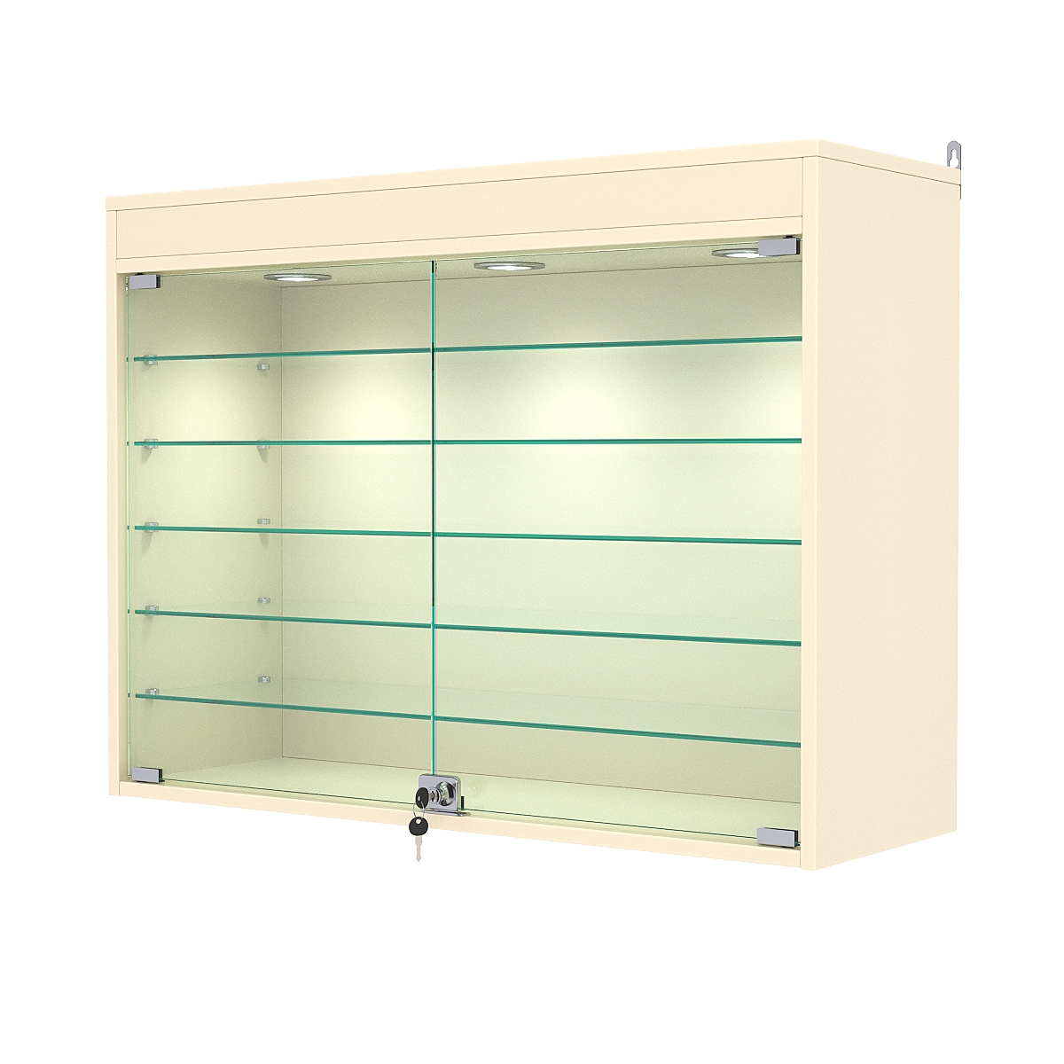 Витрина настенная №3-7АГ с подсветкой, Крем Вайс