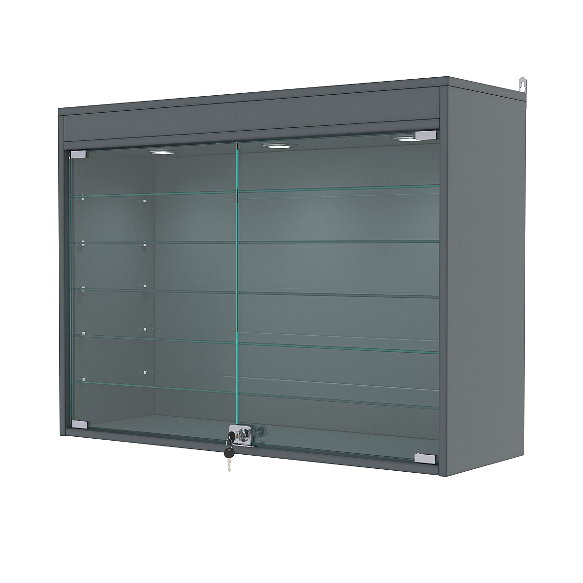 Витрина настенная №3-7АГ с подсветкой, Темно-Серый