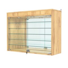 Витрина настенная №3-8АГ с зеркалом и с подсветкой, Дуб Золотистый