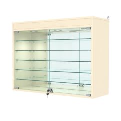 Витрина настенная №3-8АГ с зеркалом и с подсветкой, Крем Вайс