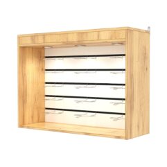 Витрина настенная №3-2ВГ с экономпанелью, без полок, с подсветкой, Дуб Золотистый