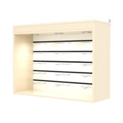 Витрина настенная №3-2ВГ с экономпанелью, без полок, с подсветкой, Крем Вайс