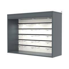 Витрина настенная №3-2ВГ с экономпанелью, без полок, с подсветкой, Темно-Серый