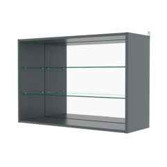 Витрина настенная №3-2ГГ с зеркалом, Темно-Серый