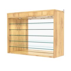 Витрина настенная №3-8ГГ с зеркалом и с подсветкой, Дуб Золотистый