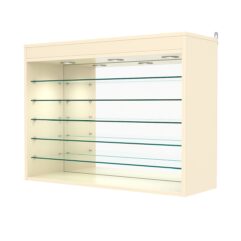 Витрина настенная №3-8ГГ с зеркалом и с подсветкой, Крем Вайс