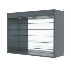 Витрина настенная №3-8ГГ с зеркалом и с подсветкой, Темно-Серый