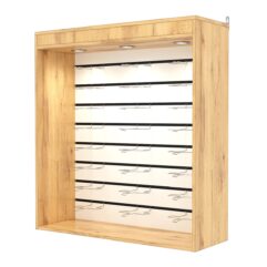 Витрина настенная №4-2ВГ с экономпанелью, без полок, с подсветкой, Дуб Золотистый