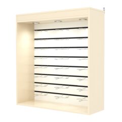 Витрина настенная №4-2ВГ с экономпанелью, без полок, с подсветкой, Крем Вайс