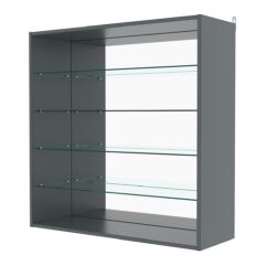 Витрина настенная №4-2ГГ с зеркалом, Темно-Серый