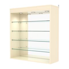 Витрина настенная №4-4ГГ с зеркалом и с подсветкой, Крем Вайс