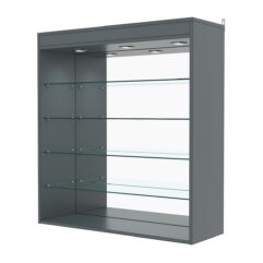 Витрина настенная №4-4ГГ с зеркалом и с подсветкой, Темно-Серый