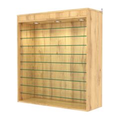 Витрина настенная №4-7ГГ с подсветкой, Дуб Золотистый