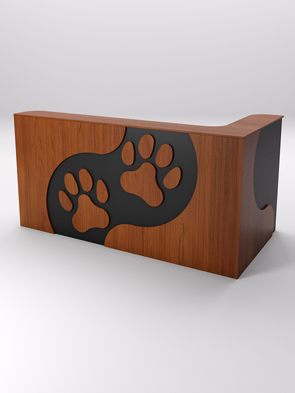 Ресепшен ПЭТ КЭТ угловой правый, Черный и Орех