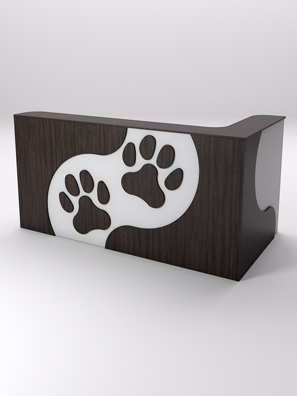 Ресепшен ПЭТ КЭТ угловой правый, Серый и Дуб Венге