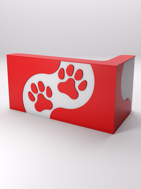 Ресепшен ПЭТ КЭТ угловой правый, Серый и Красный