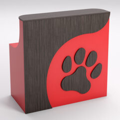 Ресепшен ПЭТ КЭТ прямой для правого угла, Красный и Дуб Венге