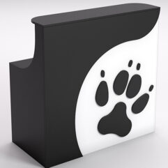 Ресепшен ПЭТ ДОГ прямой для правого угла, Белый и Черный