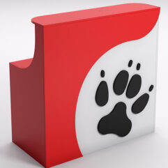 Ресепшен ПЭТ ДОГ прямой для правого угла, Серый и Красный, лапа черная