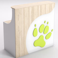 Ресепшен ПЭТ ДОГ прямой для правого угла, Дуб Сонома и Белый, лапа Лайм