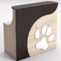 Ресепшен ПЭТ ДОГ прямой для правого угла, Дуб Сонома и Дуб Венге, лапа белая