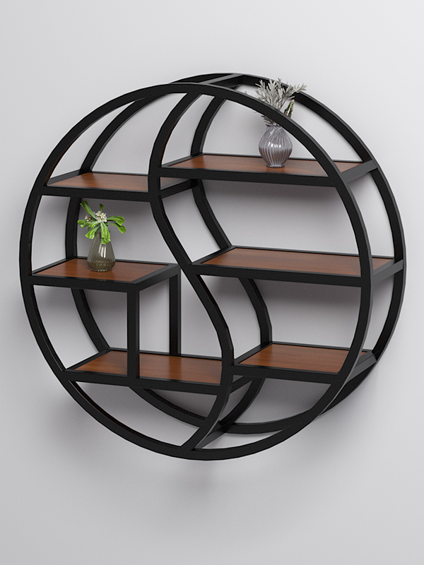 Стеллаж настенный Стронг №1 в стиле ЛОФТ, Орех