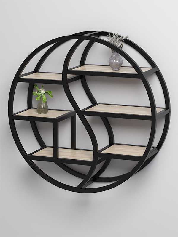 Стеллаж настенный Стронг №1 в стиле ЛОФТ, Дуб Сонома