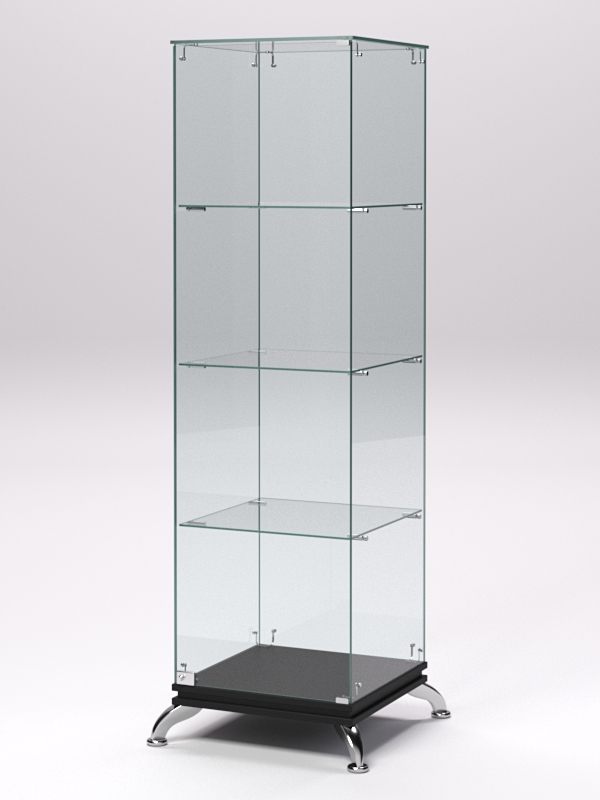 Витрина стеклянная ПРИМАВЕРА КЛАССИК №1 (с дверкой, задняя стенка - стекло), Черный