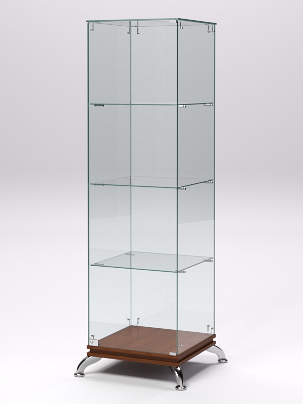 Витрина стеклянная ПРИМАВЕРА КЛАССИК №1 (с дверкой, задняя стенка - стекло), Орех