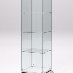 Витрина стеклянная ПРИМАВЕРА КЛАССИК №1 (с дверкой, задняя стенка - стекло), Белый и Черный