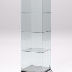 Витрина стеклянная ПРИМАВЕРА КЛАССИК №1 (с дверкой, задняя стенка - стекло), Серый и Дуб Венге