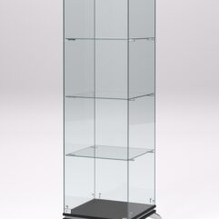 Витрина стеклянная ПРИМАВЕРА КЛАССИК №1 (с дверкой, задняя стенка - стекло), Черный и Белый