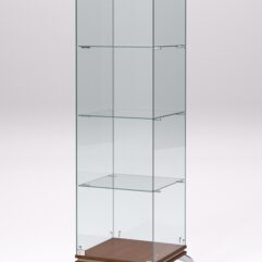 Витрина стеклянная ПРИМАВЕРА КЛАССИК №1 (с дверкой, задняя стенка - стекло), Орех и Дуб Сонома