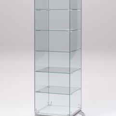 Витрина стеклянная ПРИМАВЕРА КЛАССИК №501 (с дверкой, задняя стенка - стекло), Белый