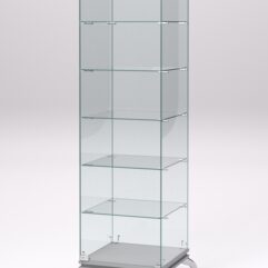 Витрина стеклянная ПРИМАВЕРА КЛАССИК №501 (с дверкой, задняя стенка - стекло), Серый